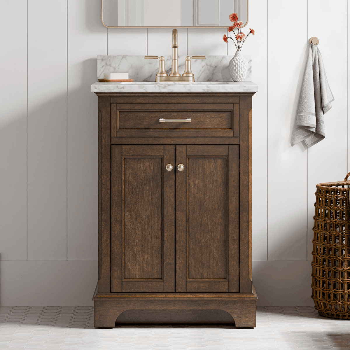 allen + roth Roveland 24-in Bathroom Vanity, Deep Walnut image 2