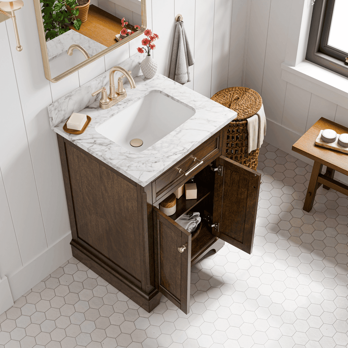 allen + roth Roveland 24-in Bathroom Vanity, Deep Walnut image 3