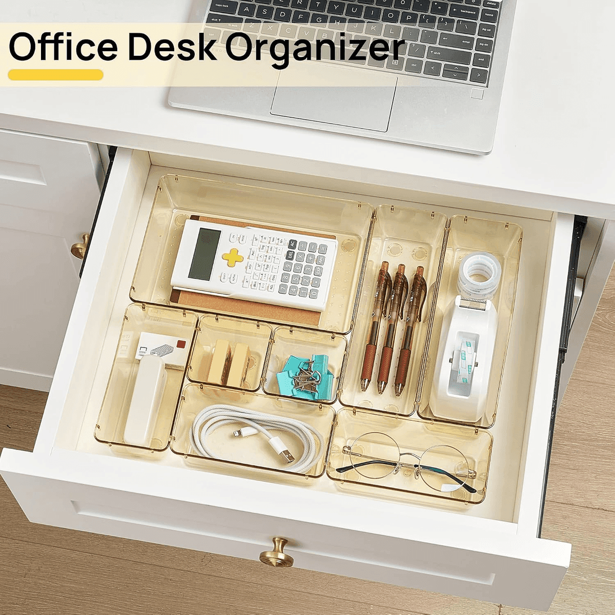 Vtopmart 25-Pack Drawer Organizers, Transparent Champagne image 4