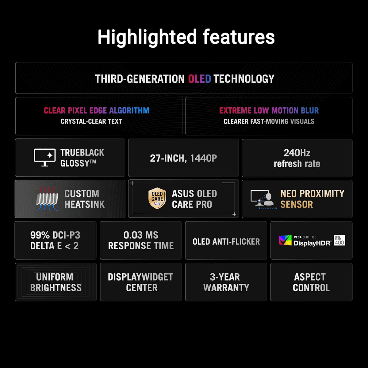 ASUS ROG XG27AQDMGR 27-inch 1440p 240Hz OLED Gaming Monitor image 2