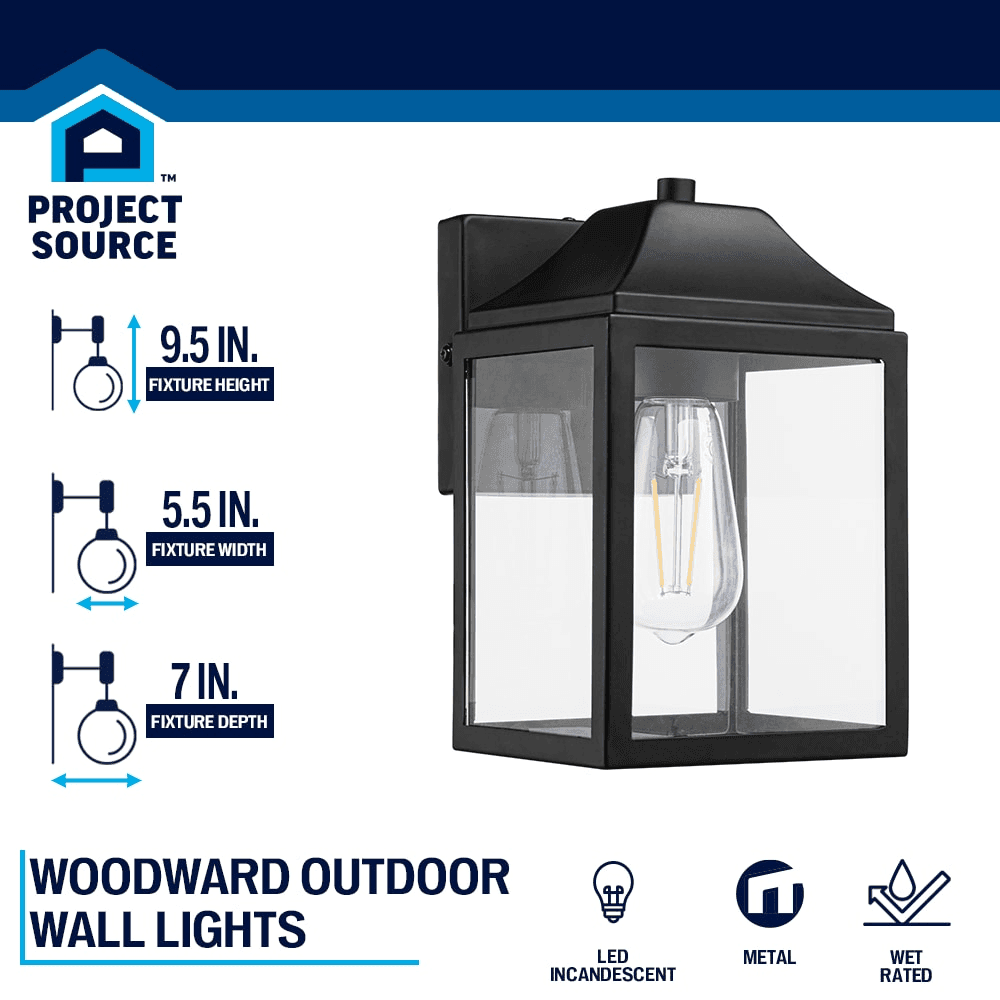 Project Source Woodward 9.5-in Outdoor Wall Light - Matte Black image 3