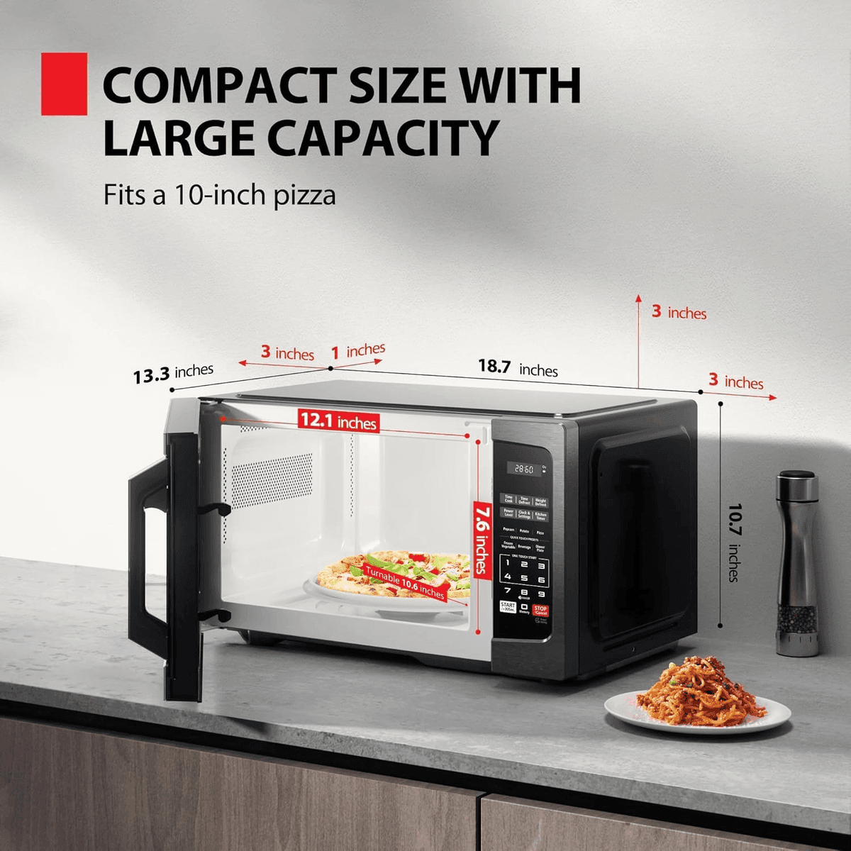 Toshiba 0.9 Cu. Ft. 900W Countertop Microwave image 2