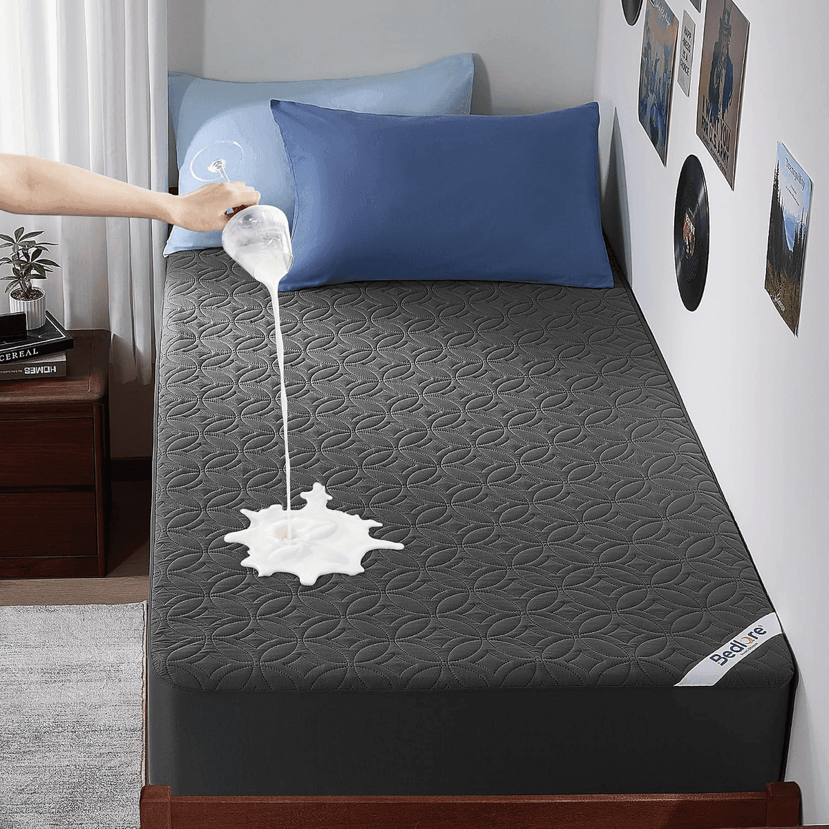 BEDLORE Waterproof Twin XL Mattress Protector, Gray