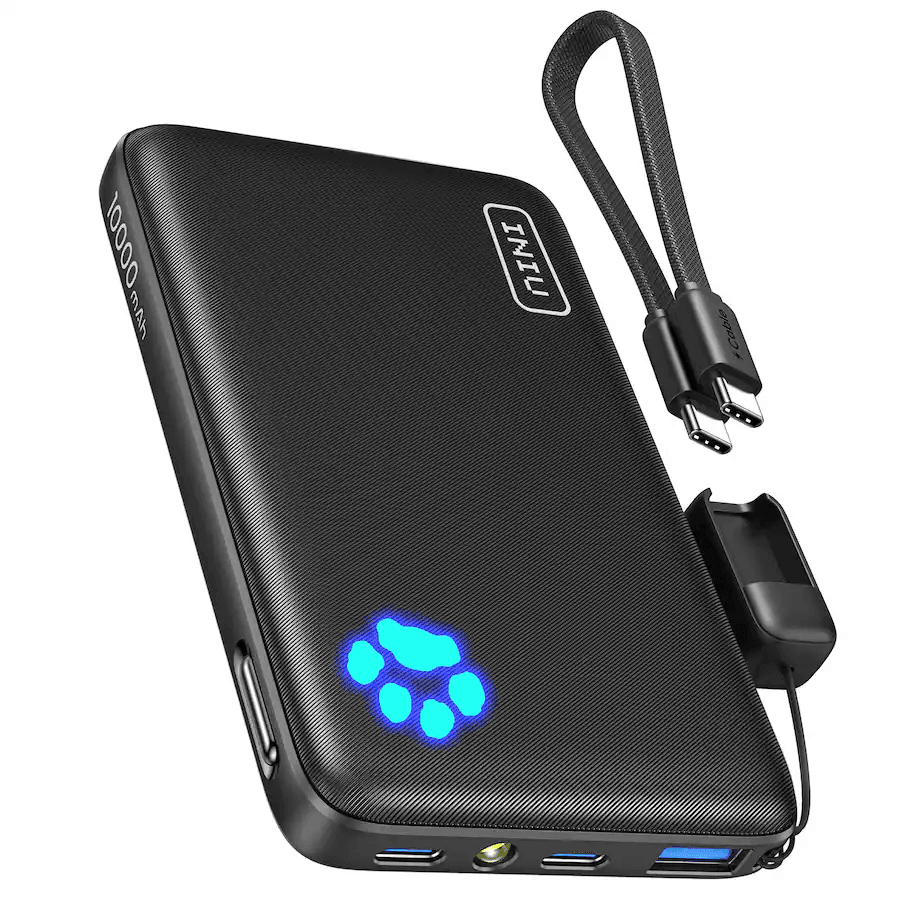 INIU 10,000mAh 22.5W Compact Power Bank with USB-C Cable