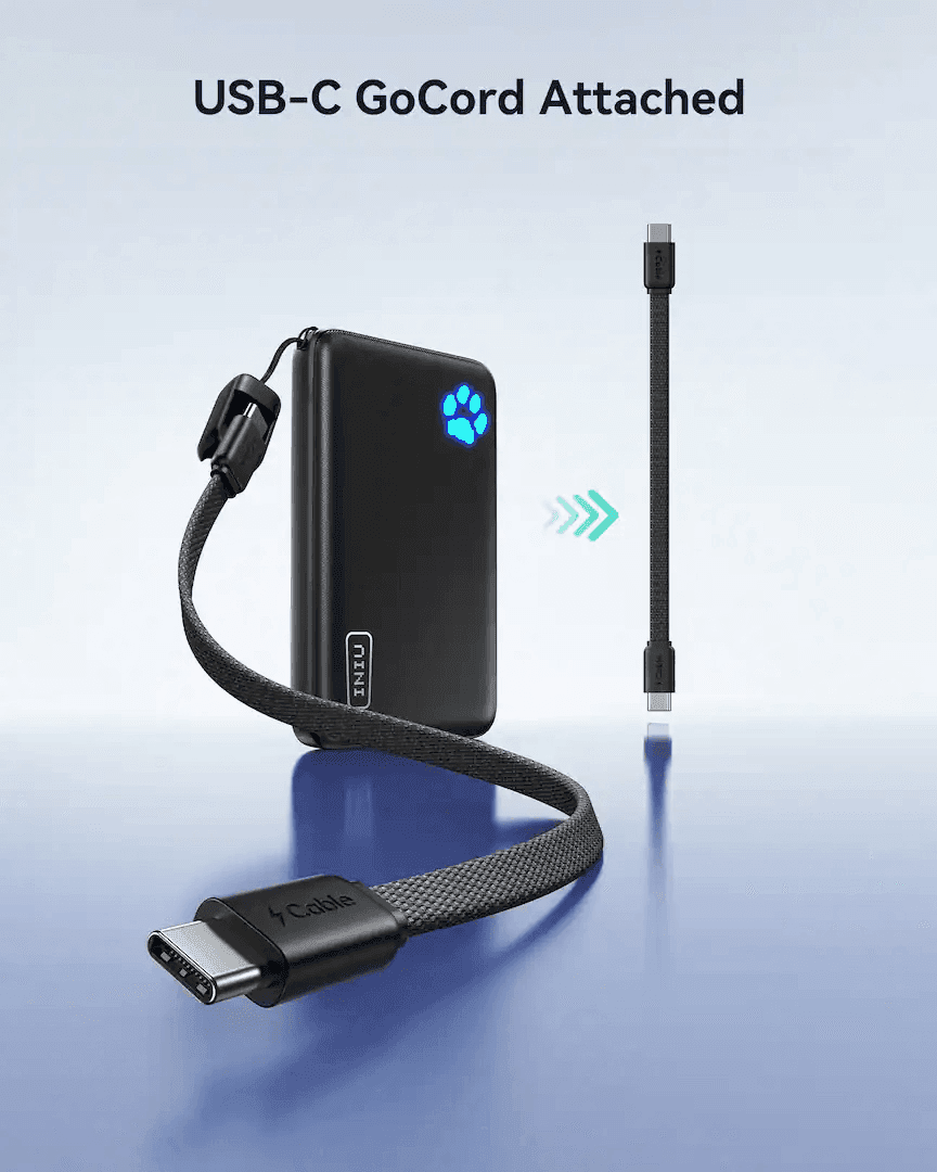 INIU 10,000mAh 22.5W Compact Power Bank with USB-C Cable image 4