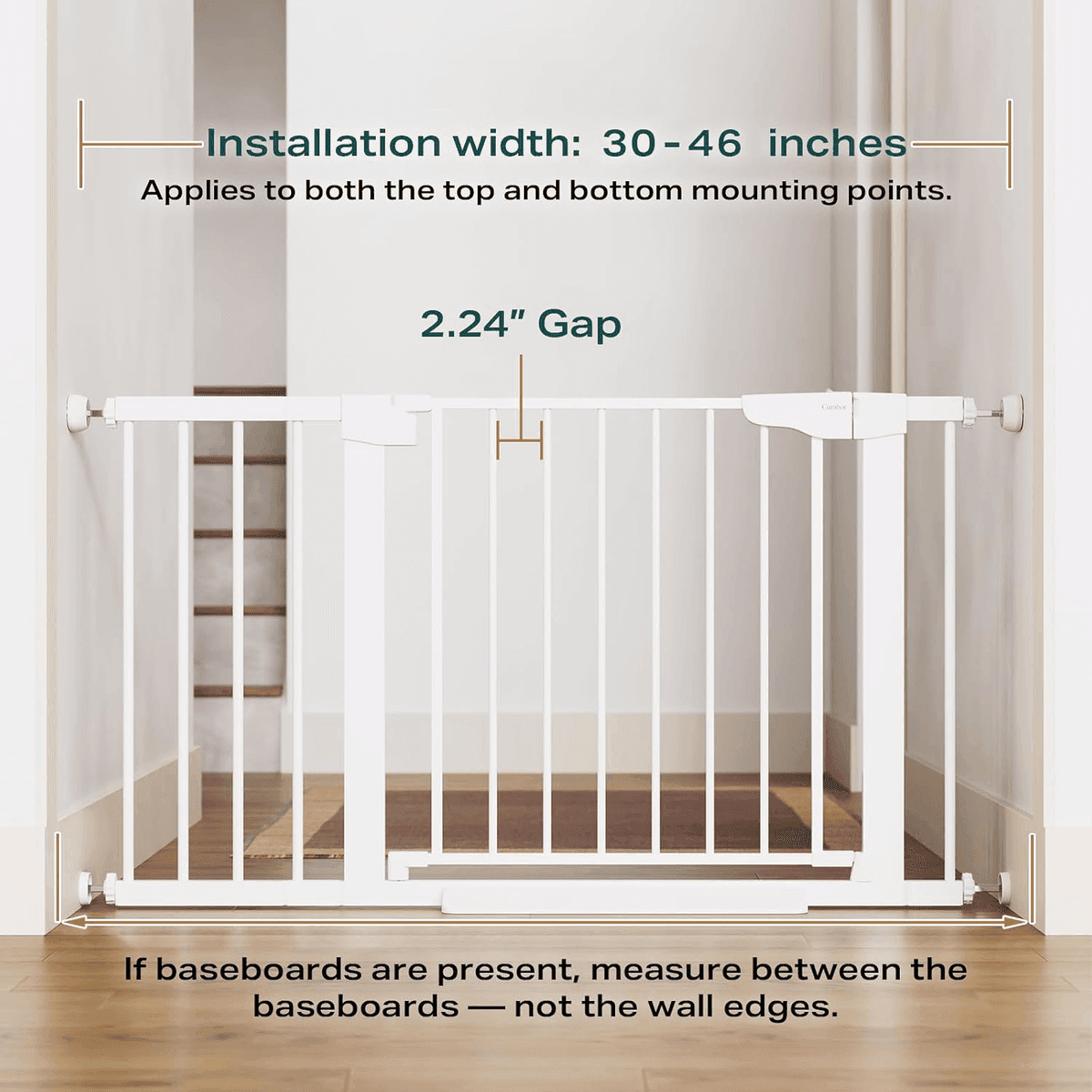 Cumbor 30-46-Inch Auto-Close Baby & Pet Gate - White image 4