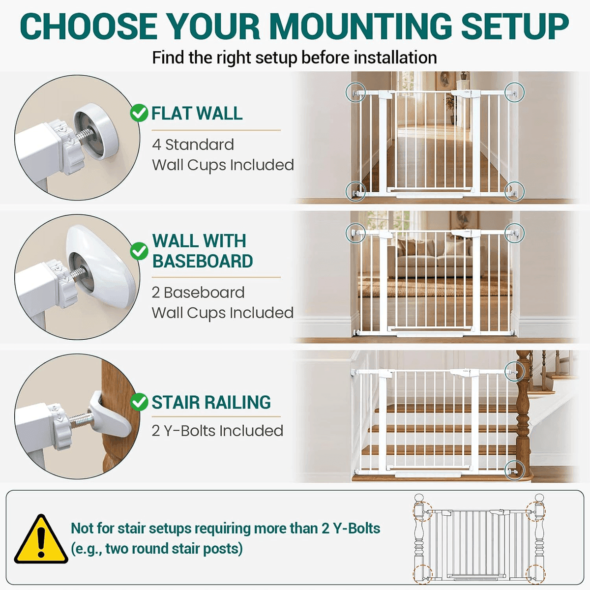 Cumbor 30-46-Inch Auto-Close Baby & Pet Gate - White image 2