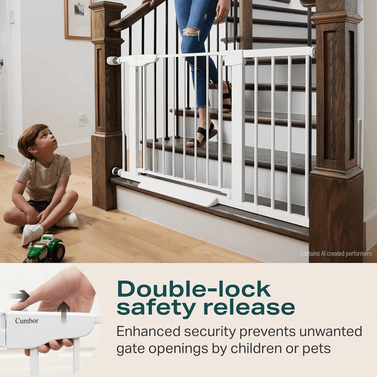 Cumbor 30-46-Inch Auto-Close Baby & Pet Gate - White image 5