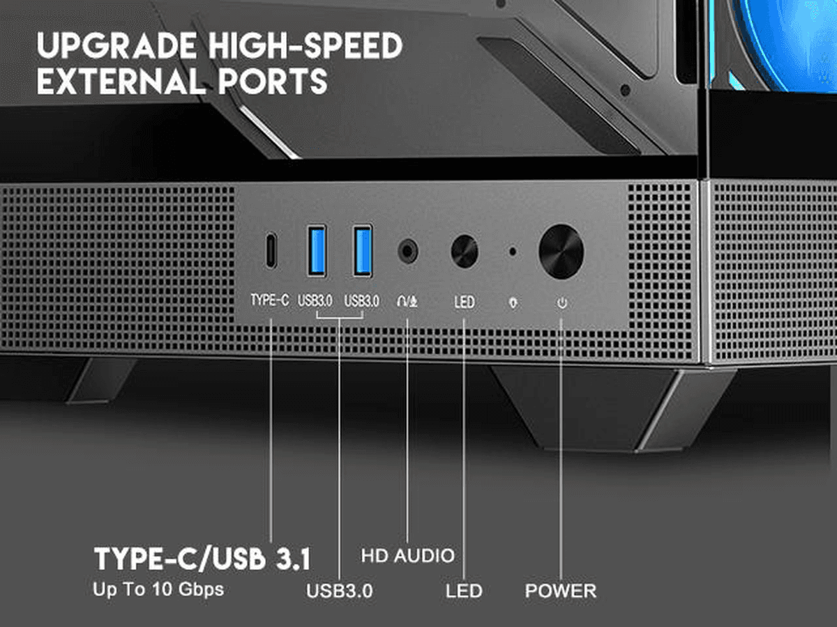 DIYPC IDX6-ATX-ARGB Black ATX Gaming Case with 4 ARGB Fans image 5