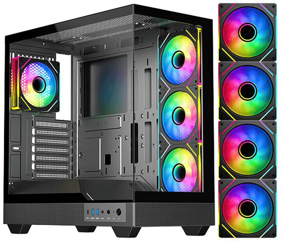 DIYPC IDX6-ATX-ARGB Black ATX Gaming Case with 4 ARGB Fans