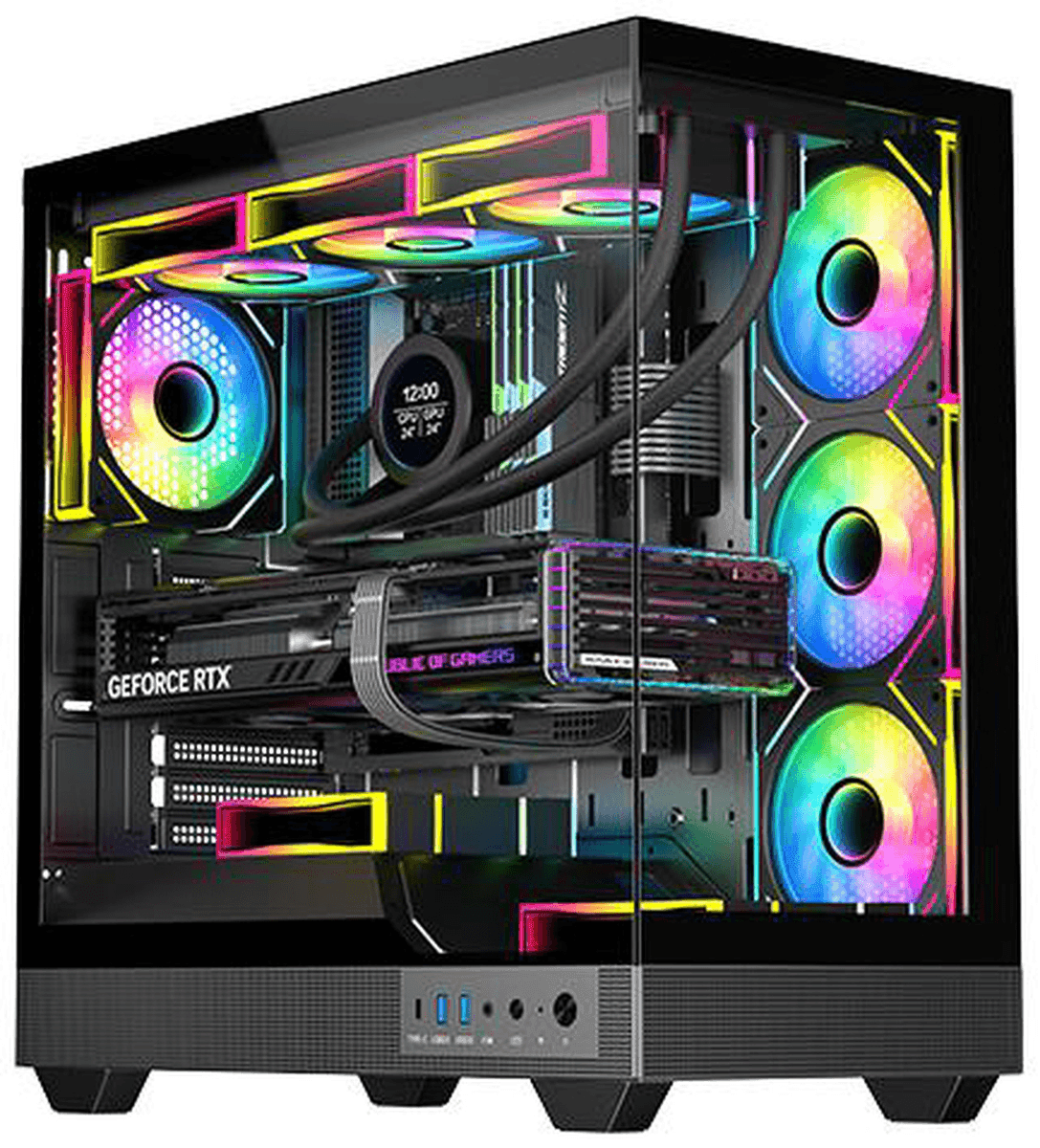 DIYPC IDX6-ATX-ARGB Black ATX Gaming Case with 4 ARGB Fans image 2
