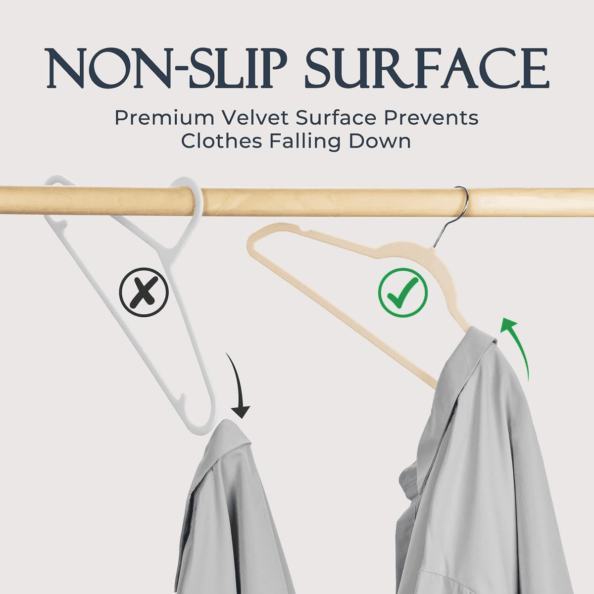 HOUSE DAY Beige Velvet Hangers - 120 Pack image 2