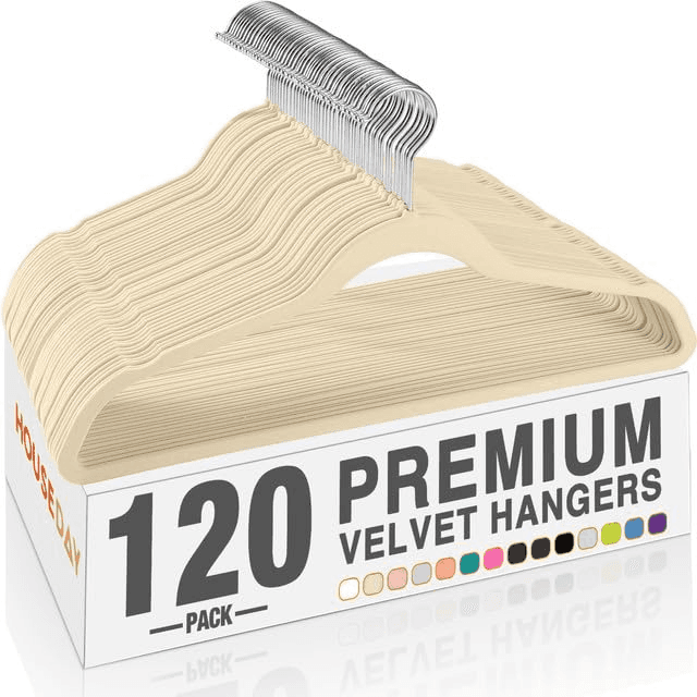 HOUSE DAY Beige Velvet Hangers - 120 Pack