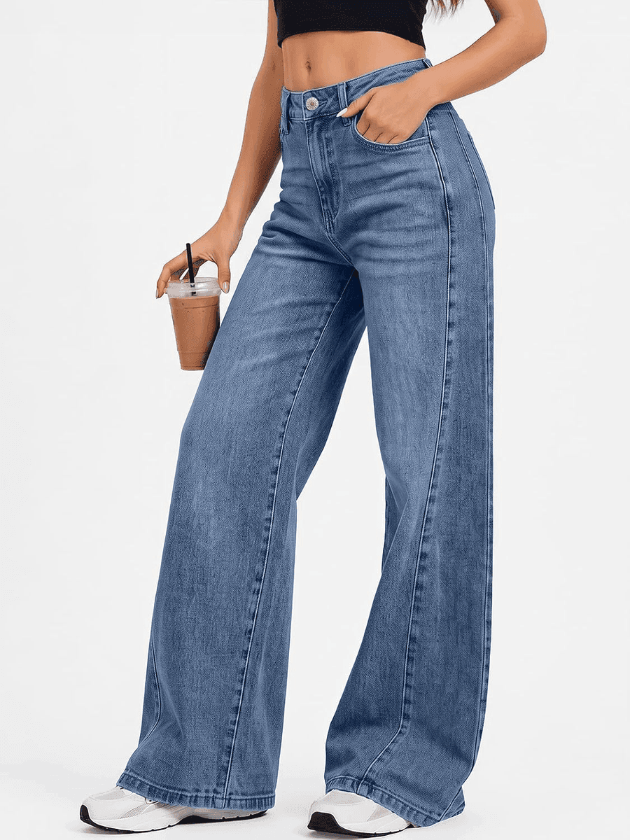 Trendy Queen Women's Wide-Leg Jeans, Blue, Size 10 image 3