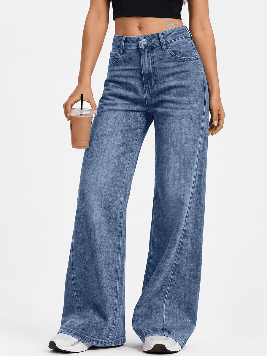Trendy Queen Women's Wide-Leg Jeans, Blue, Size 10 image 2