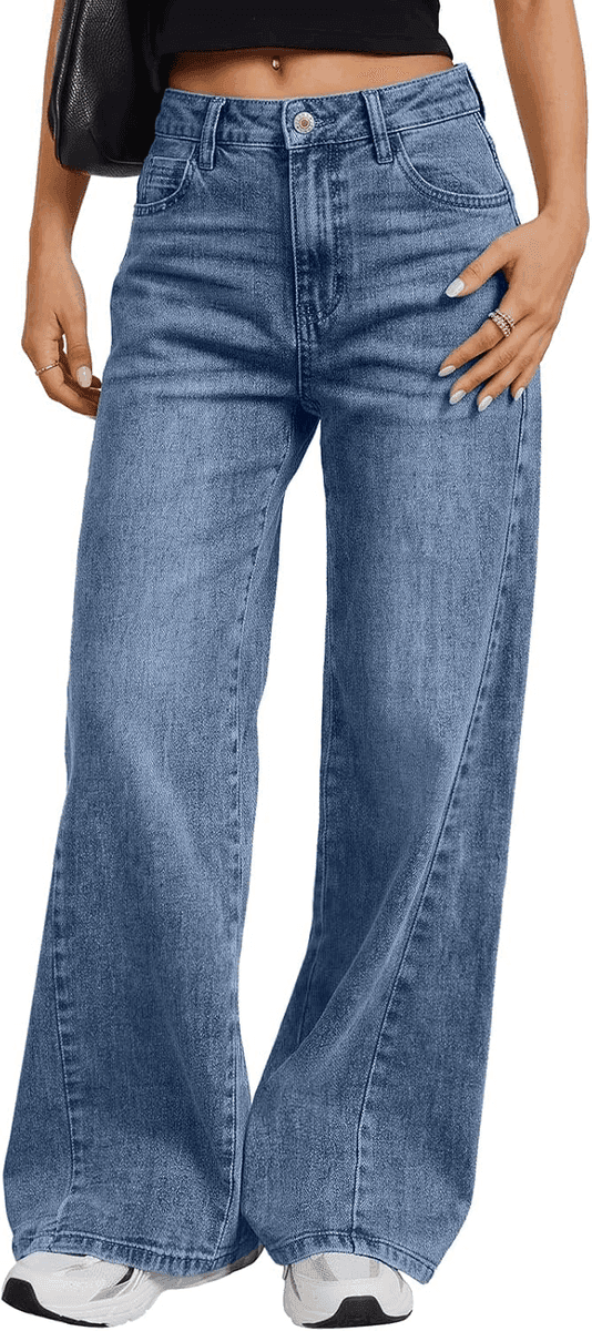 Trendy Queen Women's Wide-Leg Jeans, Blue, Size 10
