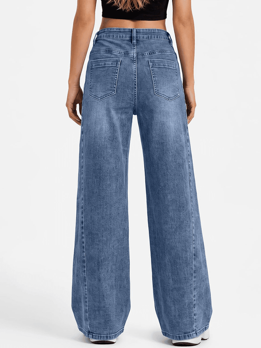 Trendy Queen Women's Wide-Leg Jeans, Blue, Size 10 image 4