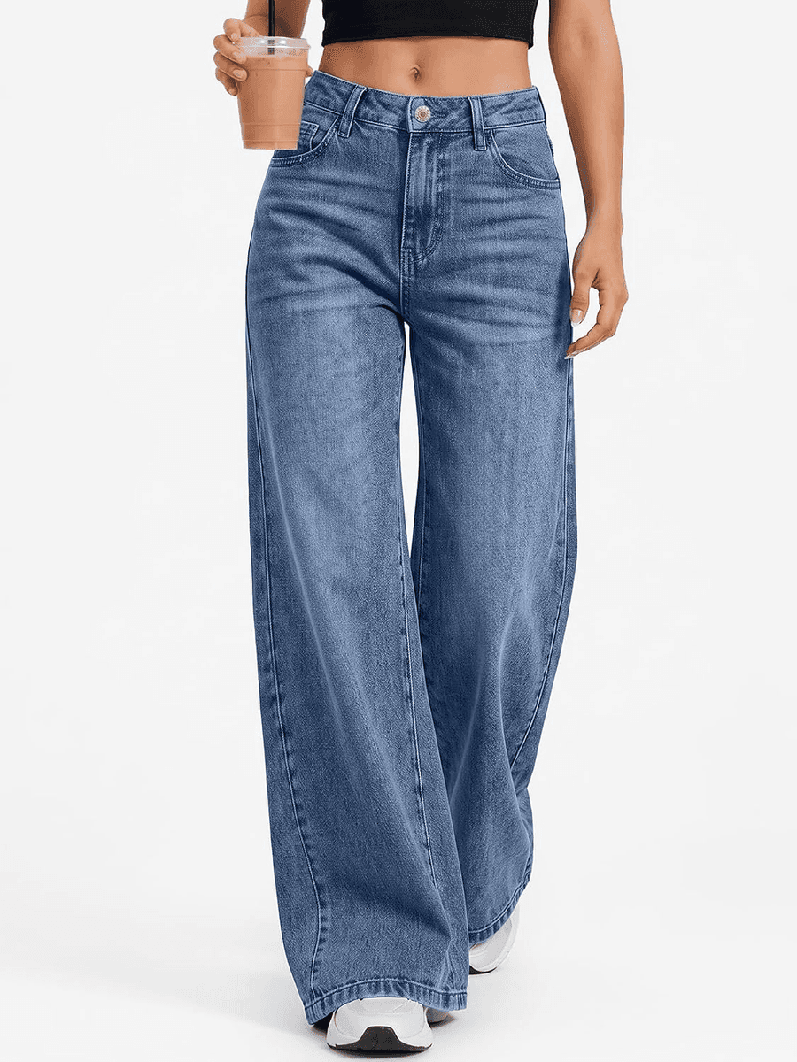 Trendy Queen Women's Wide-Leg Jeans, Blue, Size 10 image 5