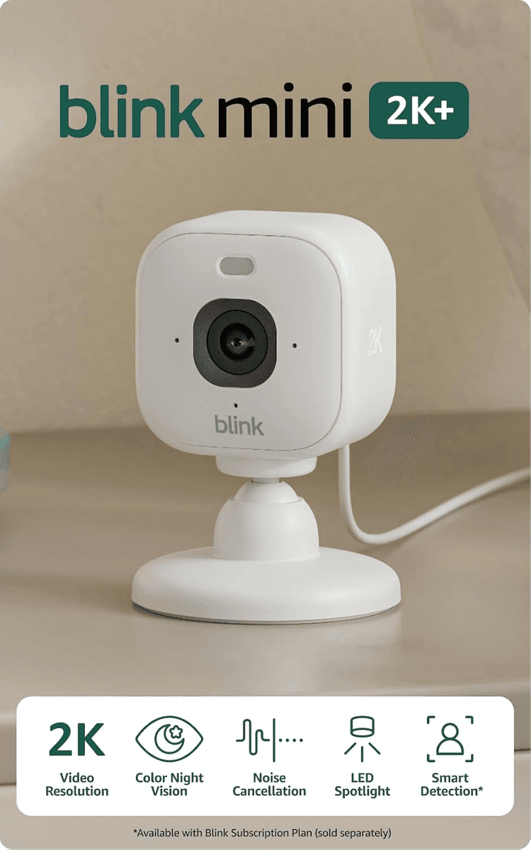Blink Mini 2K+ Indoor Security Camera - White image 2