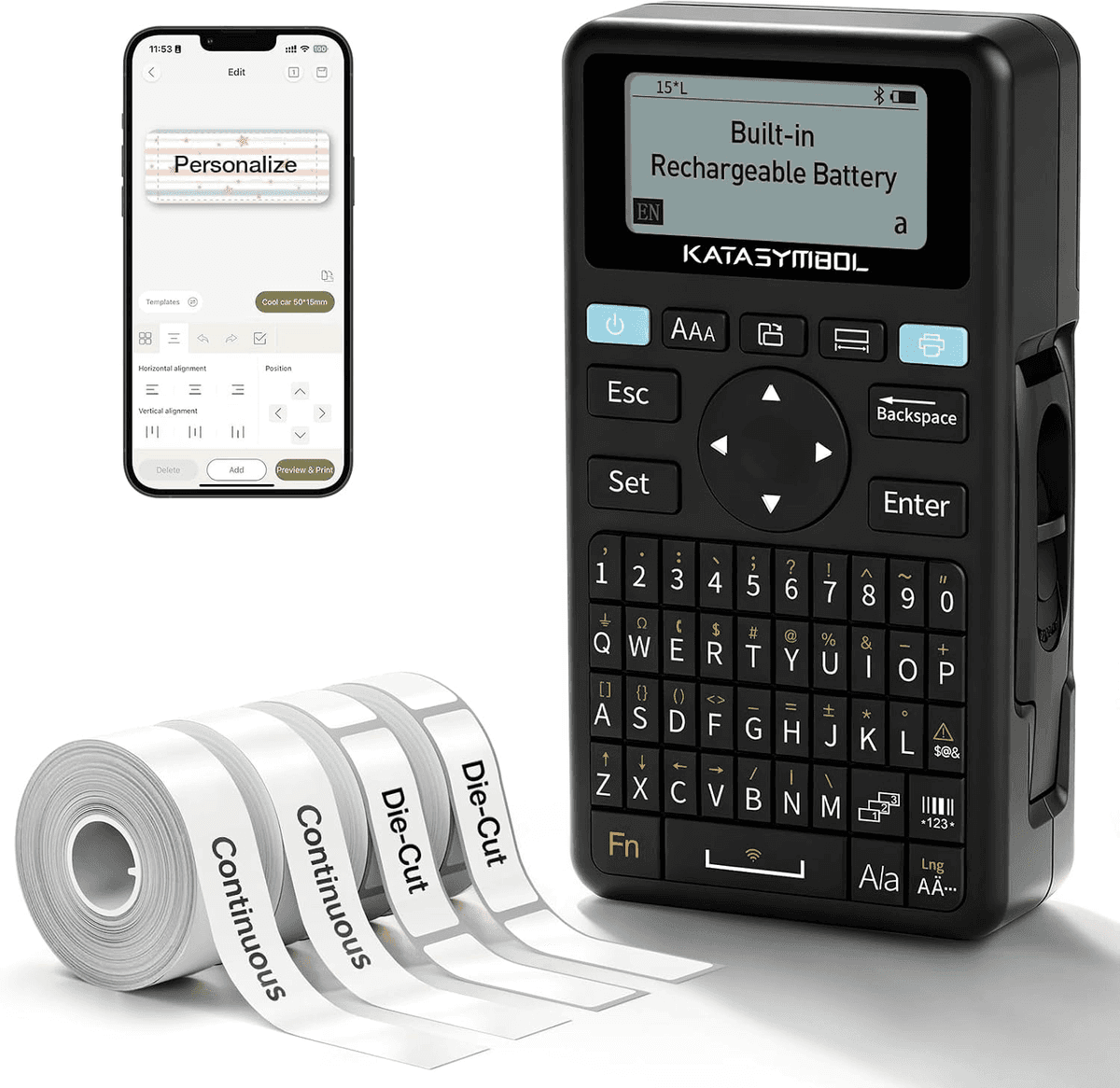 SUPVAN E11 Bluetooth Label Maker with 4 Tapes