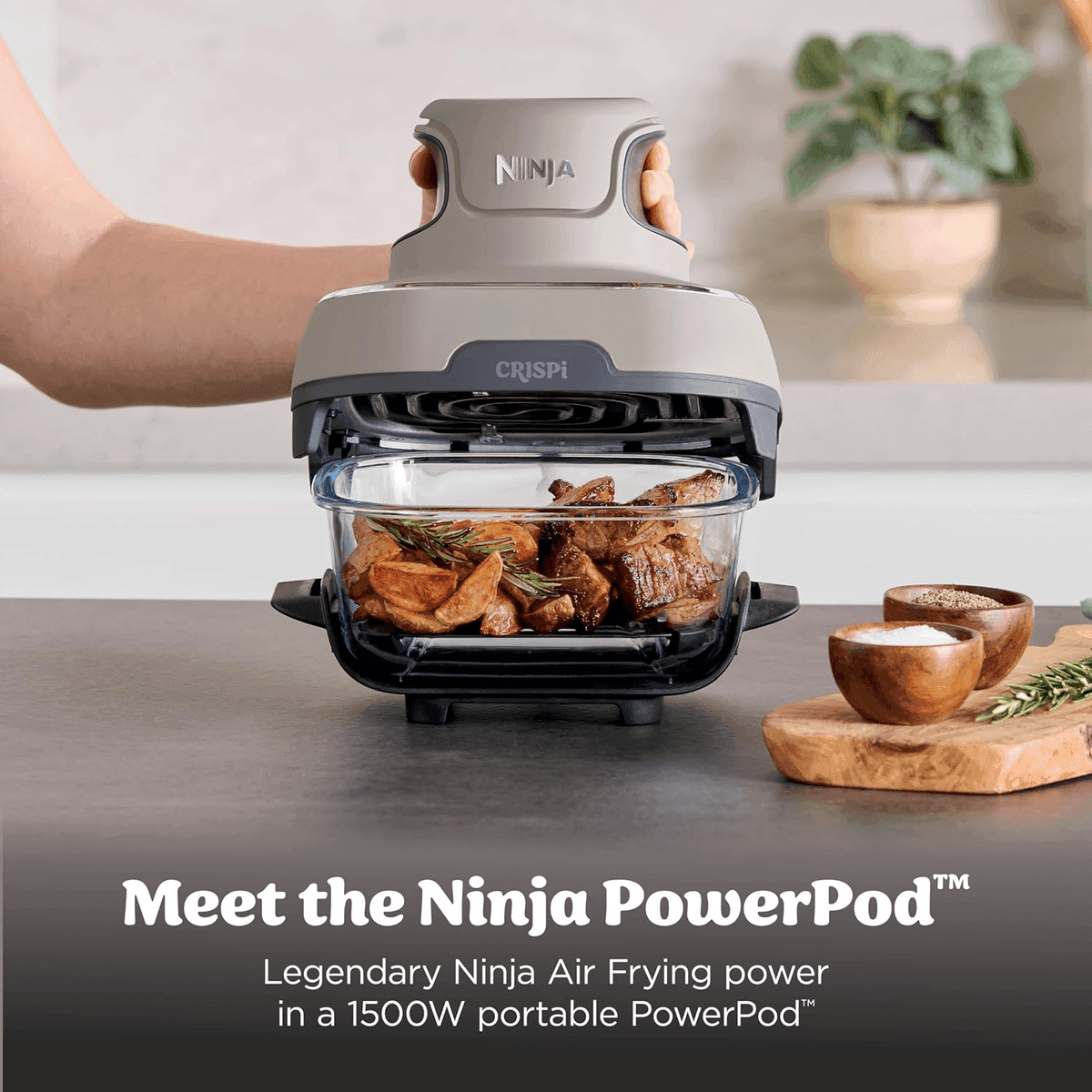 Ninja Crispi 4-in-1 Glass Air Fryer, 4 Qt + 6 Cup - Stone image 3
