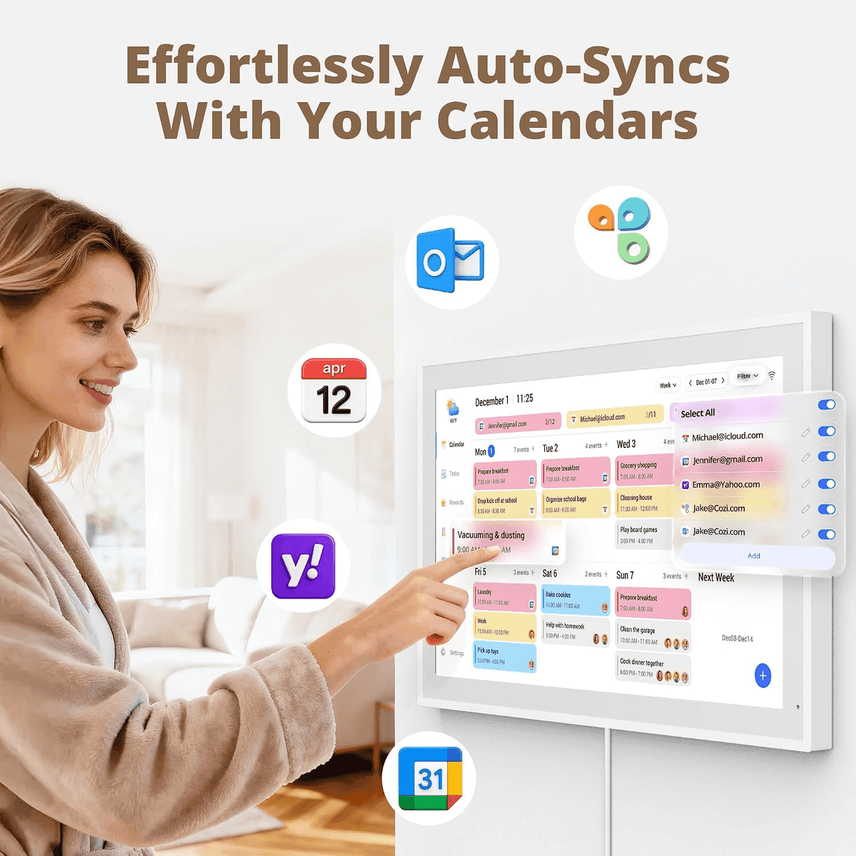 Dragon Touch 21.5-Inch 1080p Digital Calendar & Chore Chart (White) image 2