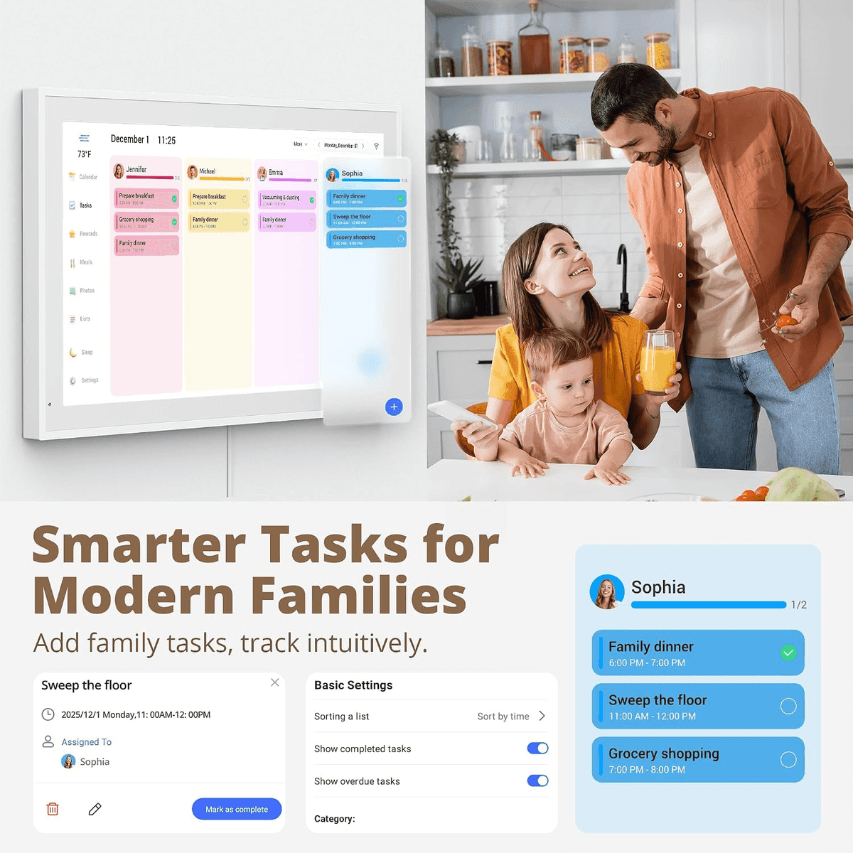 Dragon Touch 21.5-Inch 1080p Digital Calendar & Chore Chart (White) image 3
