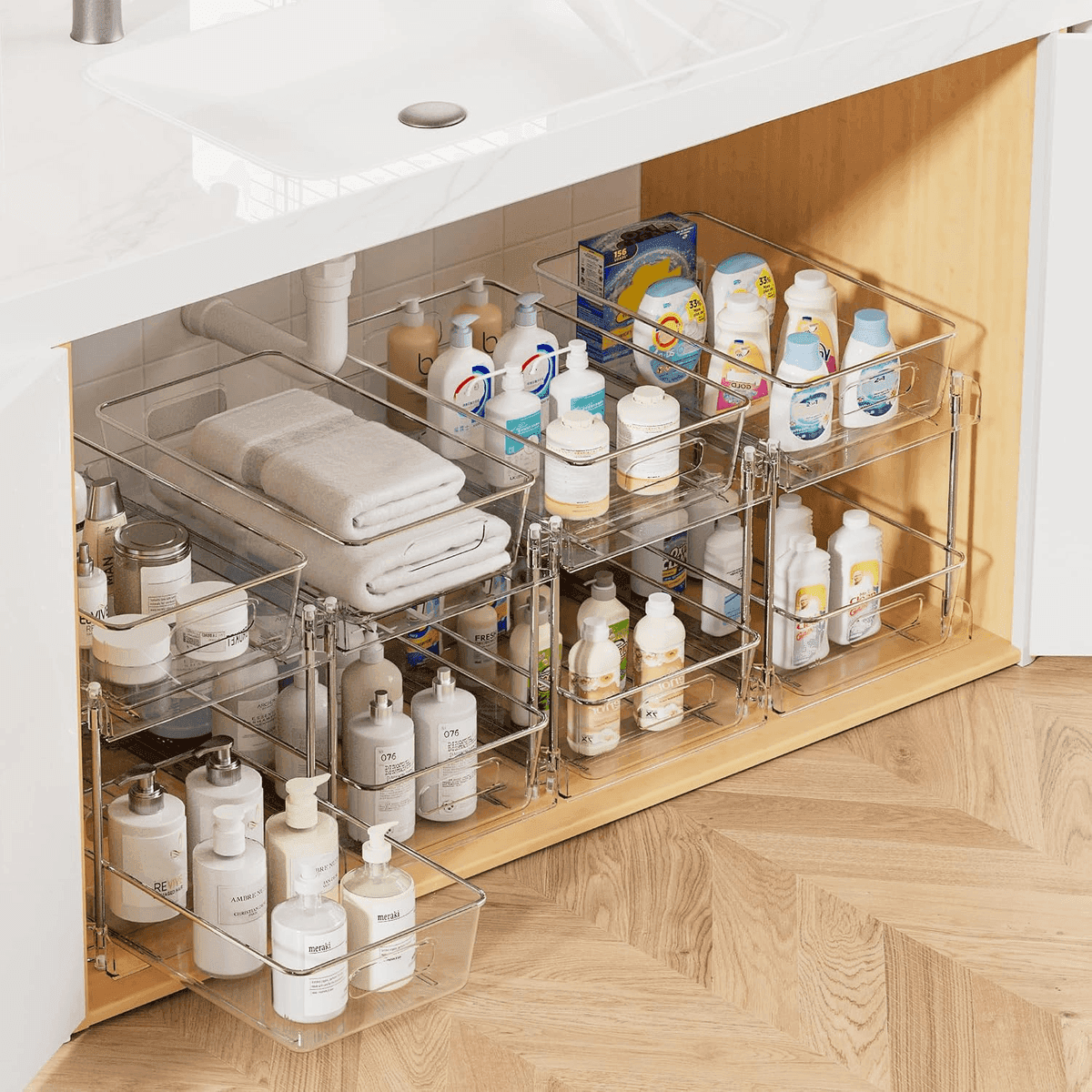 Vtopmart 4-Pack 2-Tier Pull-Out Under-Sink Organizers for $29.99