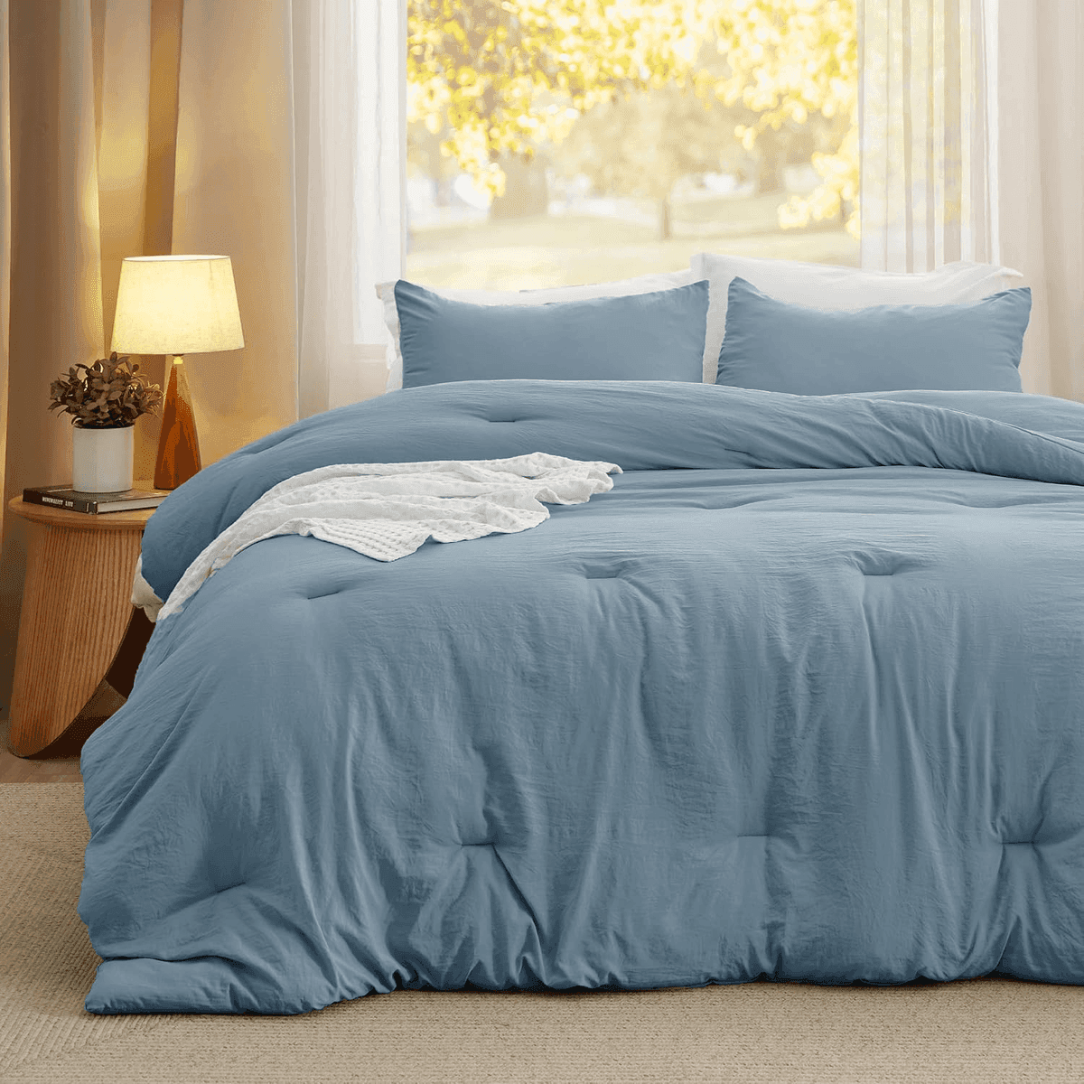Bedsure Oversized Queen Comforter Set in Dusty Blue for $50.98 image 2