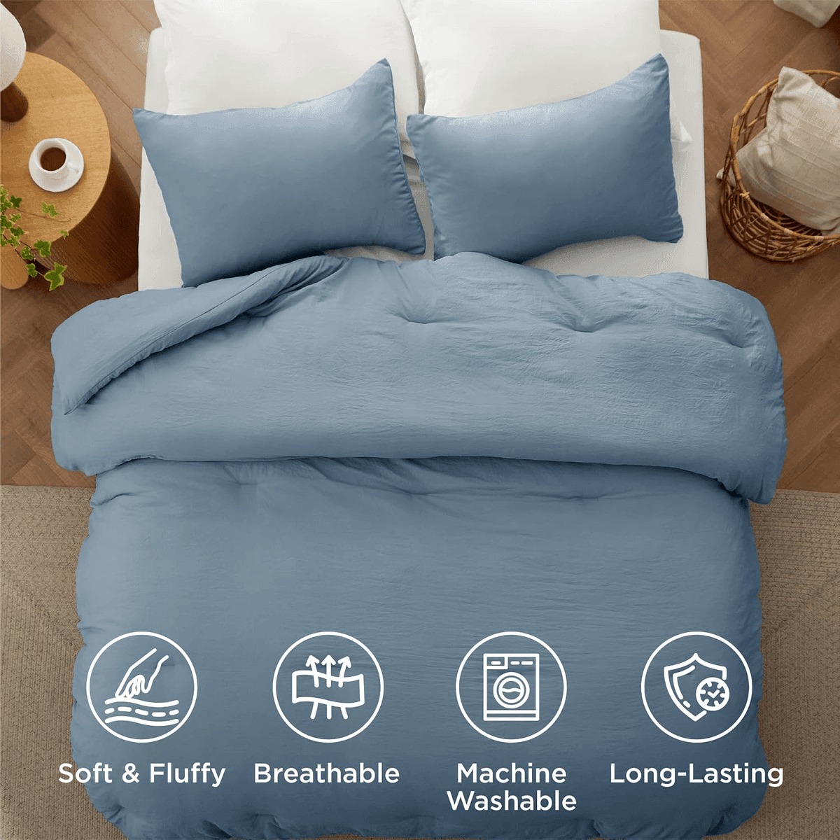 Bedsure Oversized Queen Comforter Set in Dusty Blue for $50.98 image 4