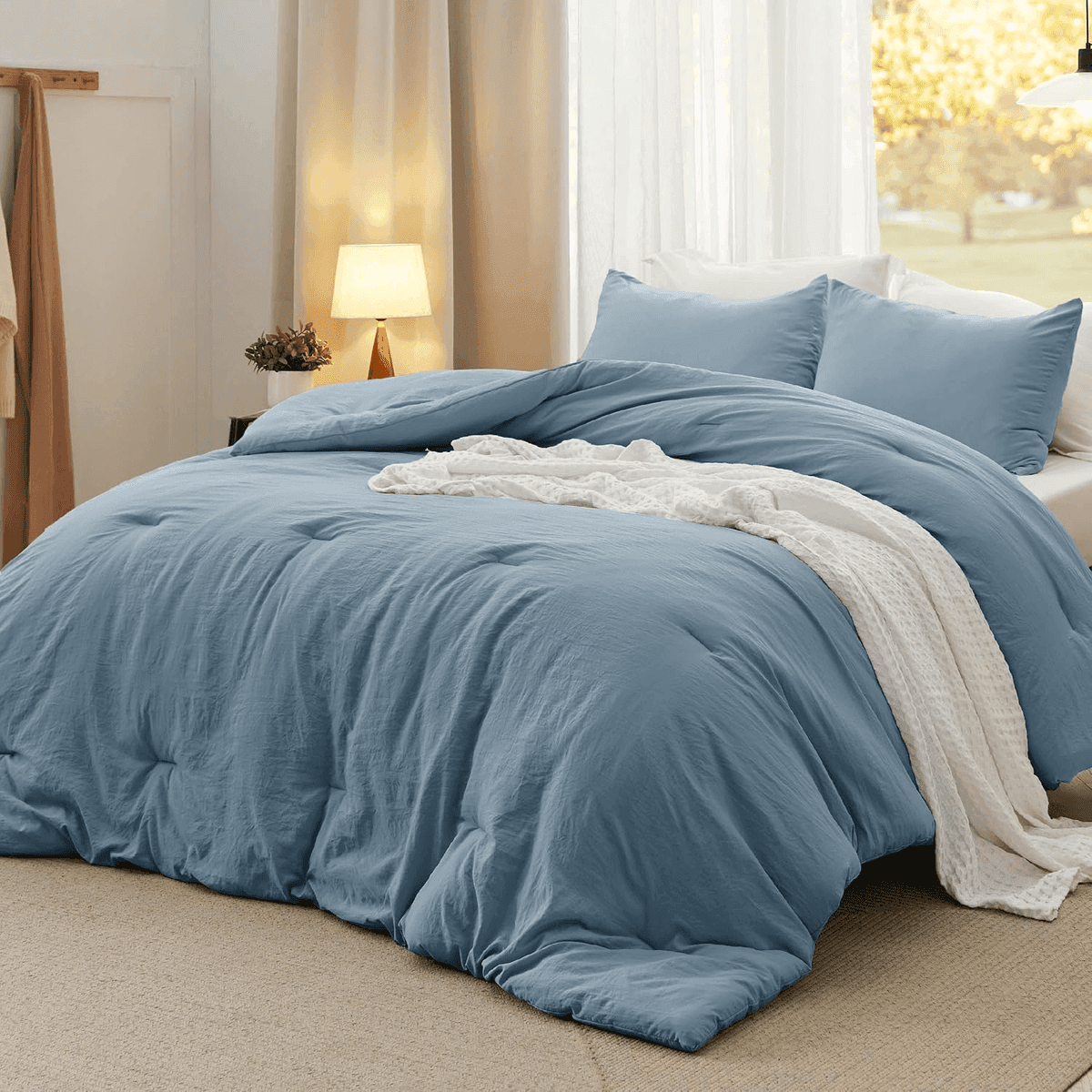 Bedsure Oversized Queen Comforter Set in Dusty Blue for $50.98