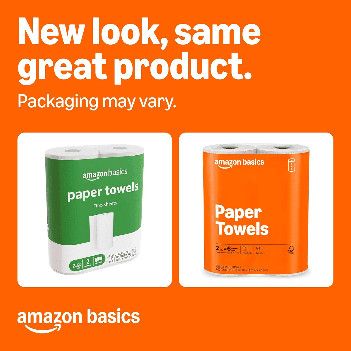 Amazon Basics 2-Ply Flex-Sheets Paper Towels - 2 Rolls image 2