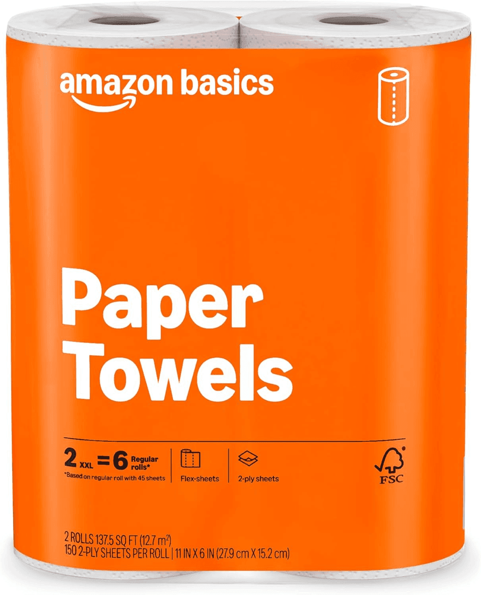 Amazon Basics 2-Ply Flex-Sheets Paper Towels - 2 Rolls