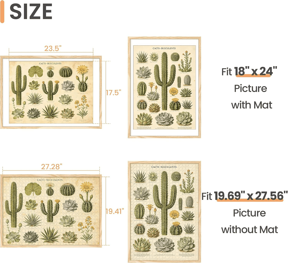 upsimples Natural 50x70cm Puzzle Frame for 1000-Piece Puzzles image 2