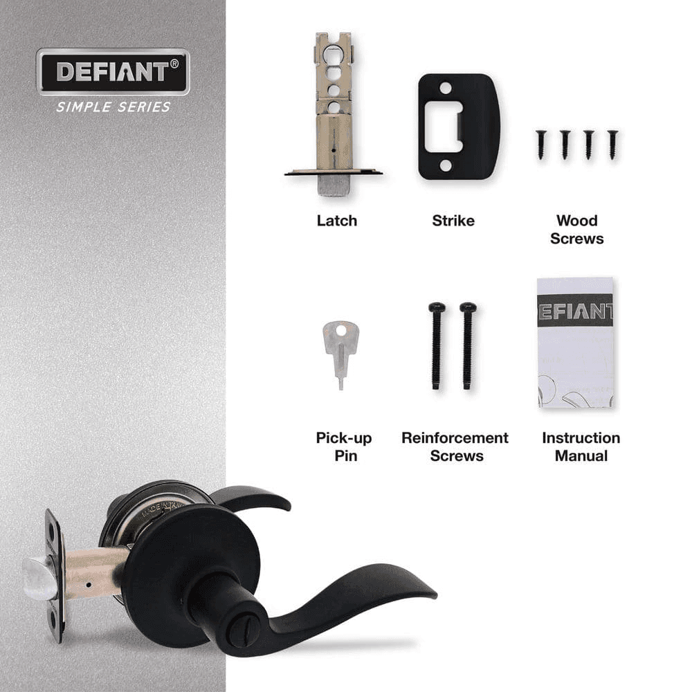 Defiant Wave Matte Black Bed/Bath Door Lever - 6-Pack image 4