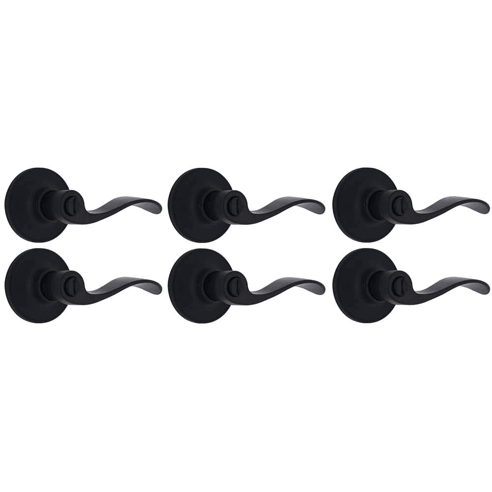 Defiant Wave Matte Black Bed/Bath Door Lever - 6-Pack