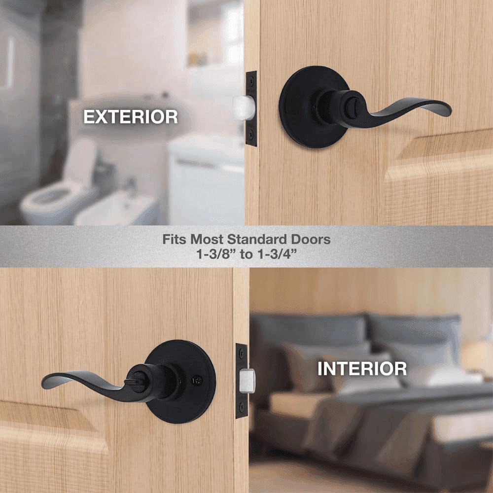 Defiant Wave Matte Black Bed/Bath Door Lever - 6-Pack image 2