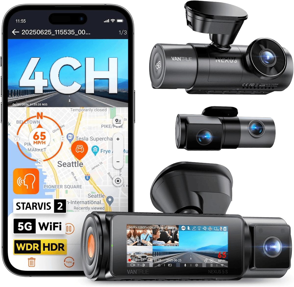 Vantrue N5S 4-Channel 360 Dash Cam