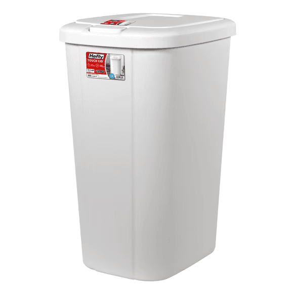 Hefty 13.3-Gallon Touch-Top Kitchen Trash Can - White