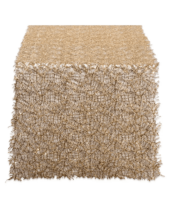 Design Imports Sequin Mesh Table Runner - Gold