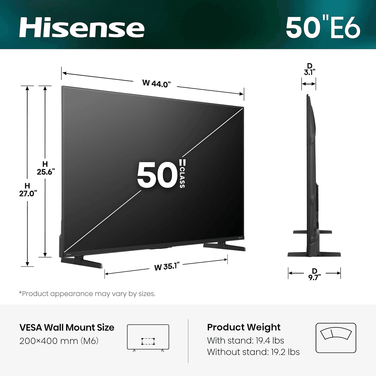 Hisense 50-Inch E6SR Hi-QLED 4K UHD Roku TV (2026 Model) image 2