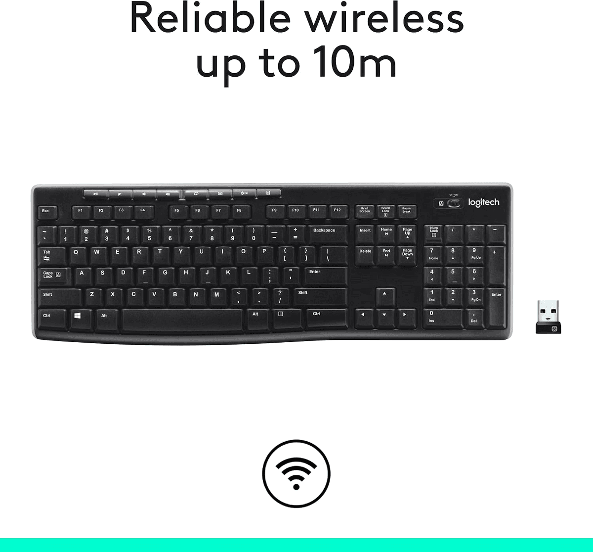 Logitech K270 Full-Size Wireless Keyboard - Black image 4