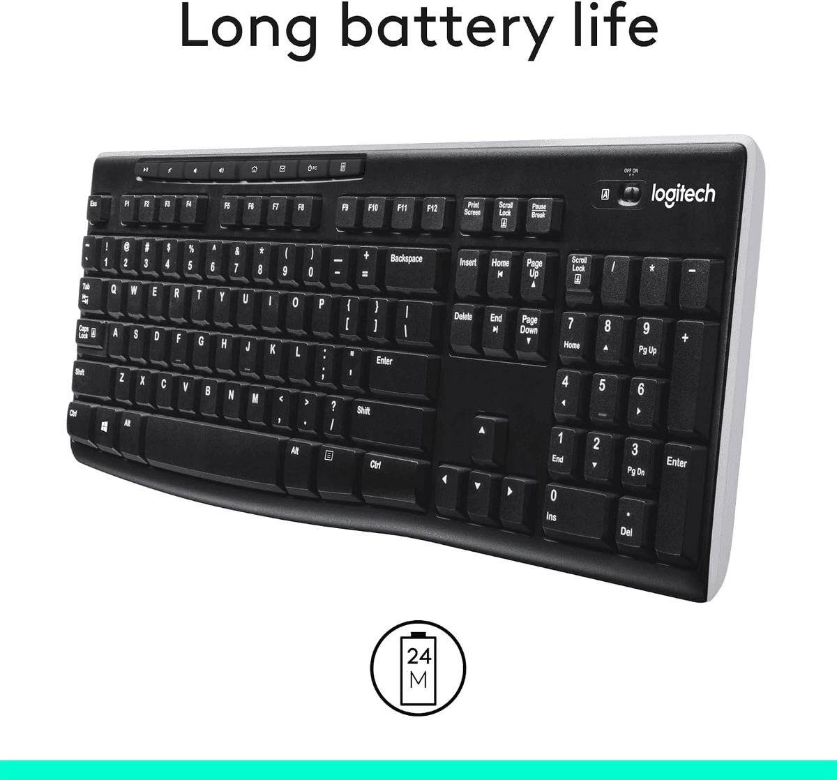Logitech K270 Full-Size Wireless Keyboard - Black image 3