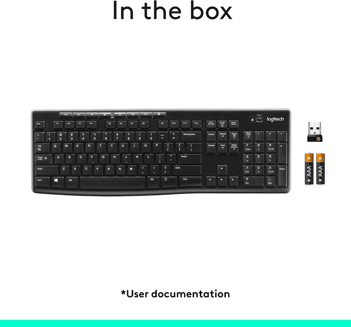 Logitech K270 Full-Size Wireless Keyboard - Black image 5