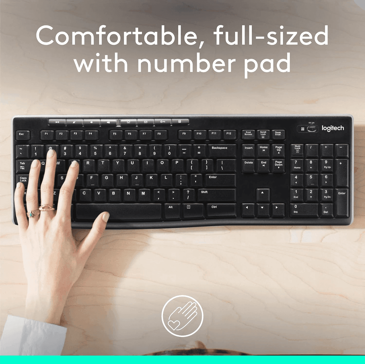 Logitech K270 Full-Size Wireless Keyboard - Black image 2