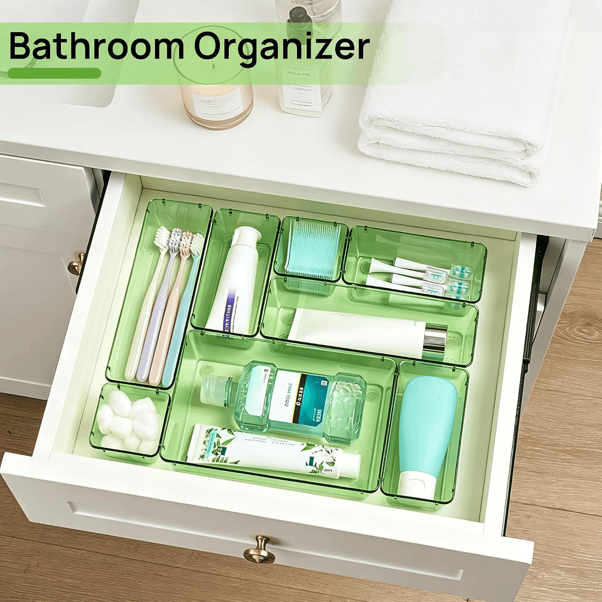 Vtopmart 25-Pack Plastic Drawer Organizers with Anti-Slip Pads - Transparent Green image 5