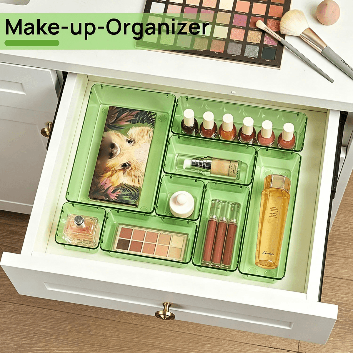Vtopmart 25-Pack Plastic Drawer Organizers with Anti-Slip Pads - Transparent Green image 4