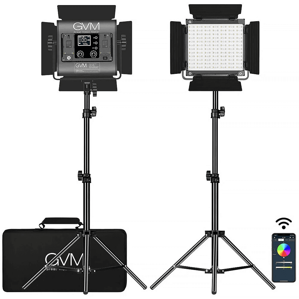 GVM 800D-RGB LED Light Panel 2-Light Kit for $188