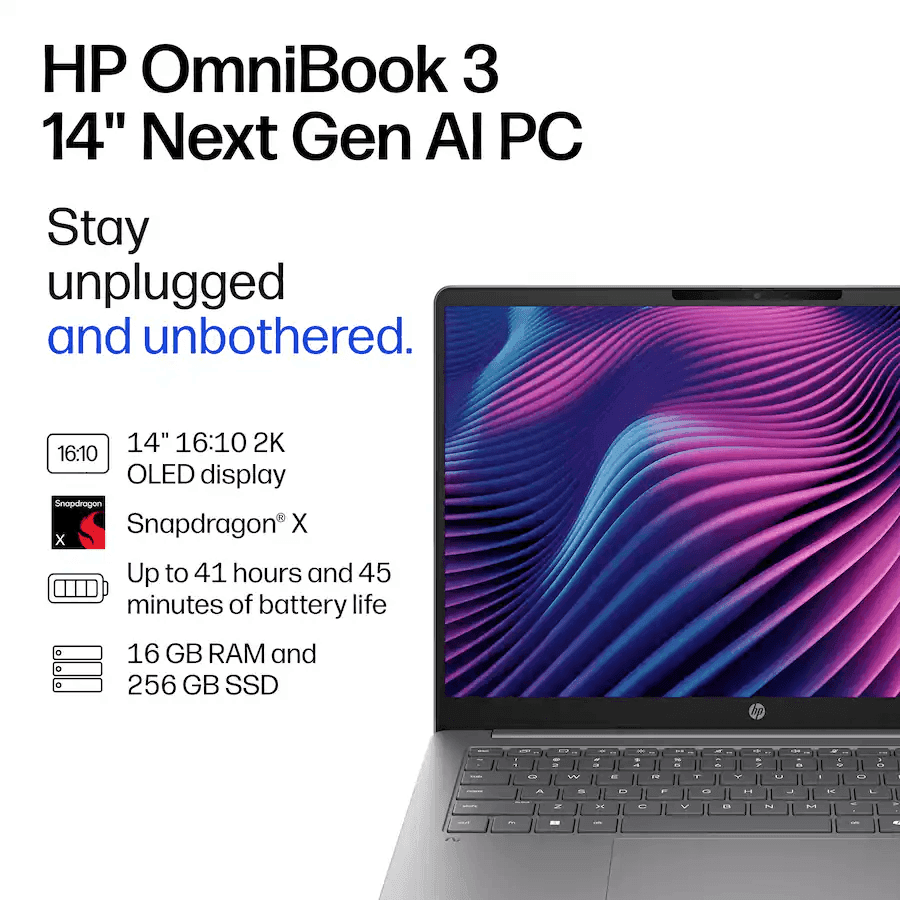 HP OmniBook 3 14-Inch OLED Snapdragon X Laptop for $499.99 image 3