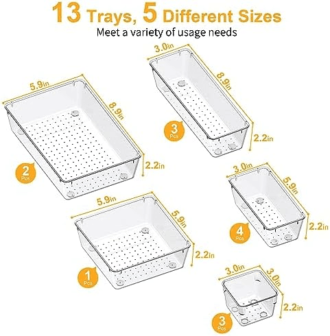 SMARTAKE 13-Piece Clear Drawer Organizer Set for $15.28 image 3